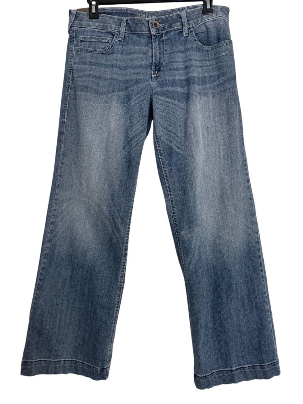 Ariat Trouser Mid Rise Size 32 Wide Leg  Jeans Baseball Stitch Denim - Picture 12 of 12